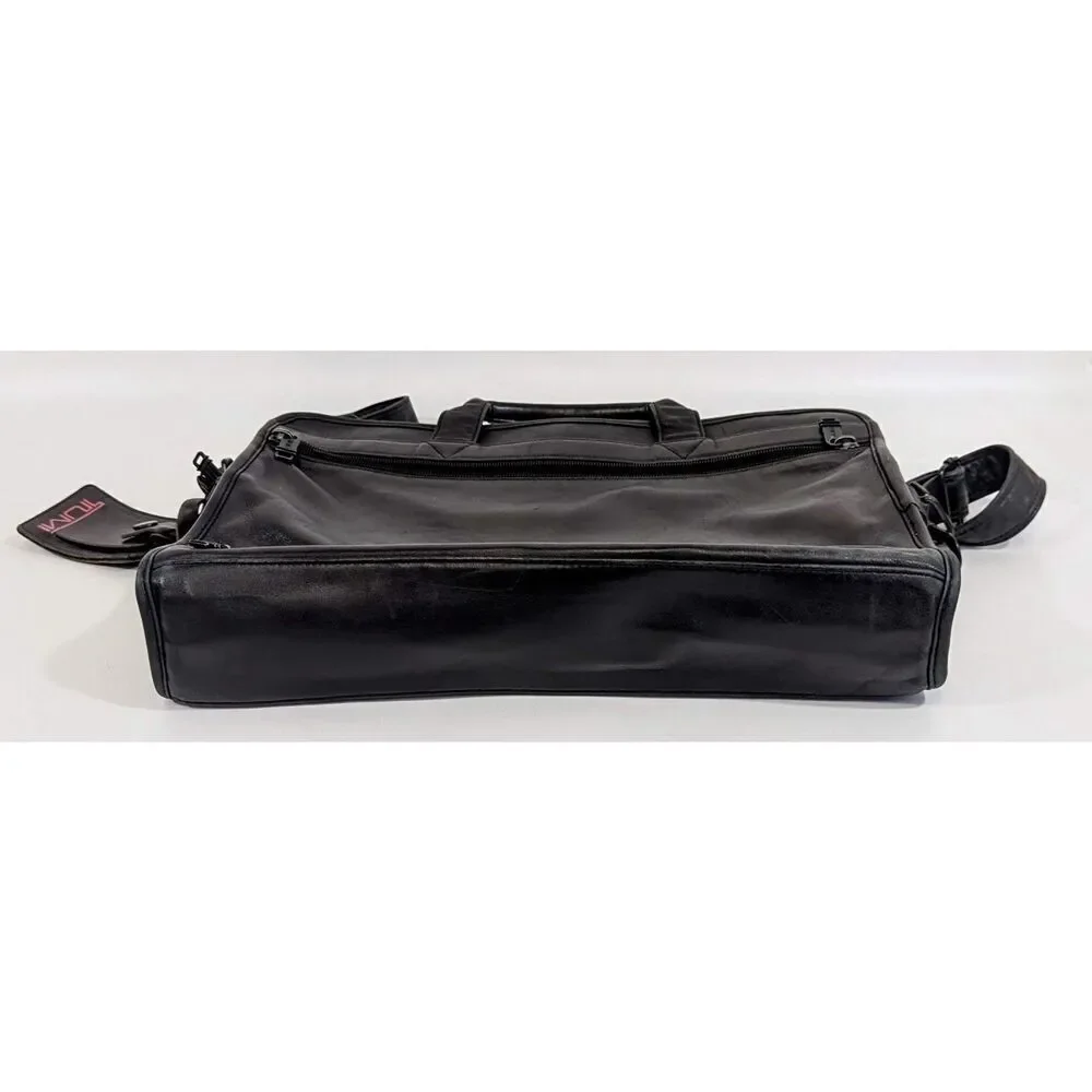 Tumi Nappa Leather 2Way Briefcase Business Bag‎ Black w/ Laptop Sleeve